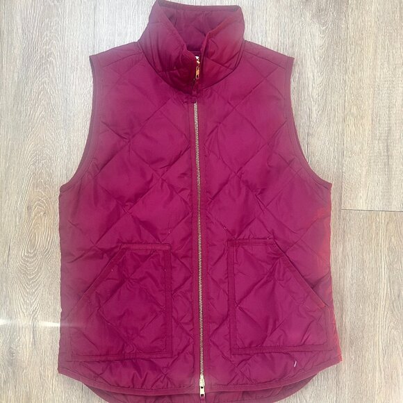 J. Crew Jackets & Blazers - J Crew Vest Women's Small Quilted Down Puffer Maroon Full Zip Sleeveless